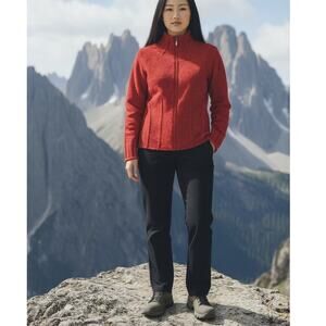 Merinomink Cardigan Felted Jacket Women's M Imperial Red Merino Wool Silk Zipper